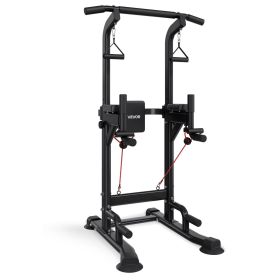 Pull Up Bar, 330 LBS Power Tower Dip Station, Workout Dip Station with H-Shaped Stable Base & Back Pad (Default: Default)