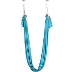 Aerial Silk & Yoga Swing, 11 Yards, Aerial Yoga Hammock Kit with 100gsm Nylon Fabric, Full Rigging Hardware & Easy Set-up Guide (Color: Light Blue, size: 10 x 2.8 m)